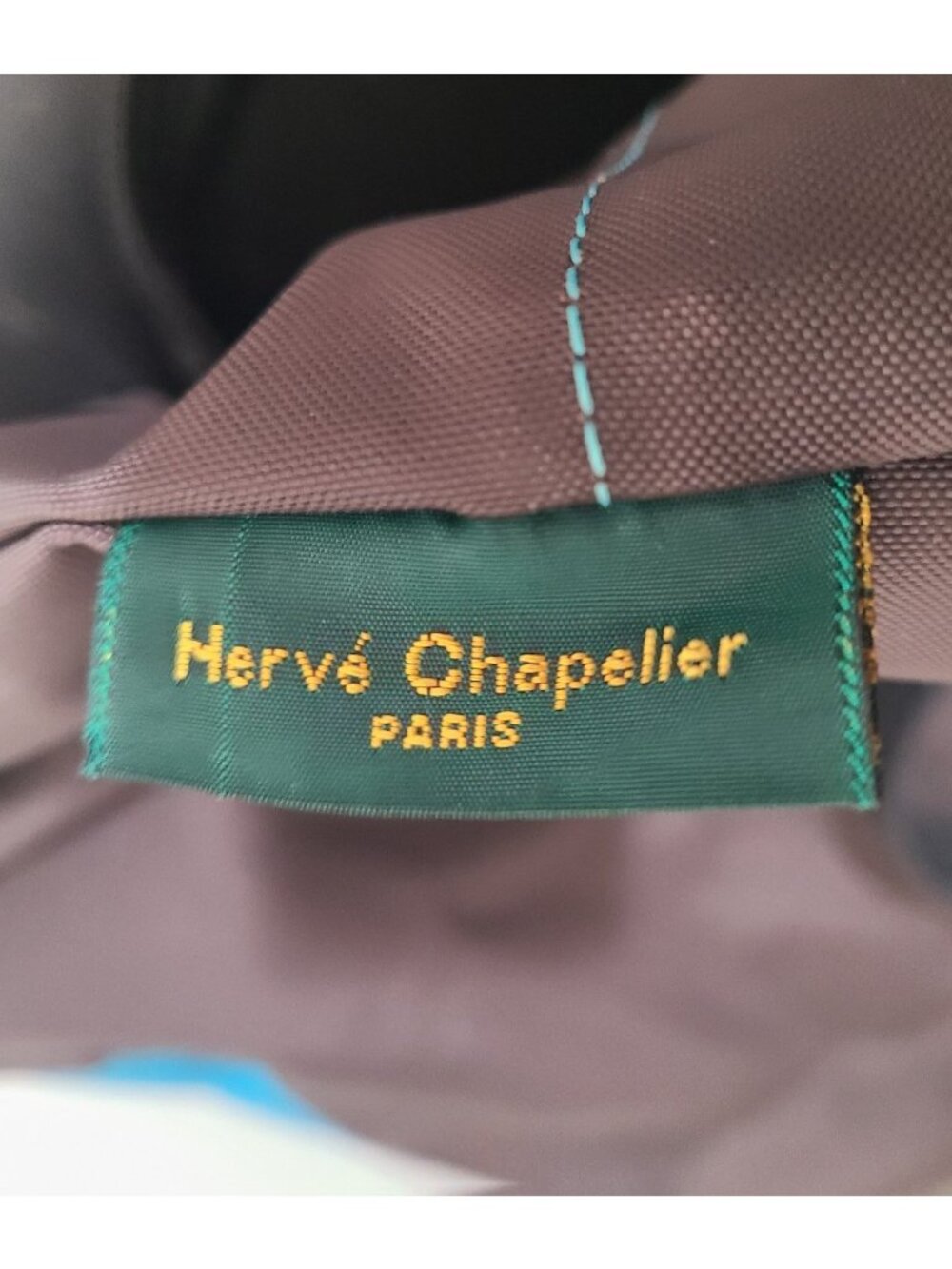 Herve Chapelier Brown Blue Canvas Tote Bag France - Picture 4 of 7